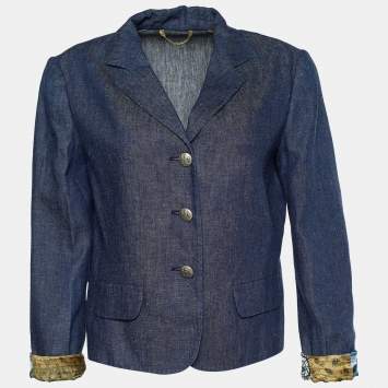 Pre Owned Etro Blue Viscose Button Front Jacket M