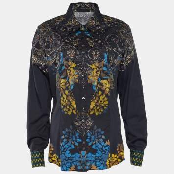 Pre Owned Etro Black Printed Cotton Shirt XL