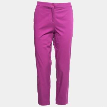 Pre Owned Etro Pink Cotton Straight Fit Pants M