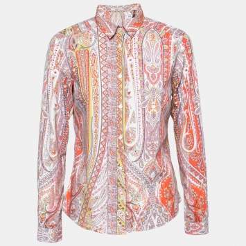 Pre Owned Etro Multicolor Paisley Cotton Button Front Shirt M