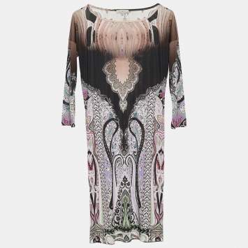 Pre Owned Etro Multicolor Printed Jersey Shift Dress M