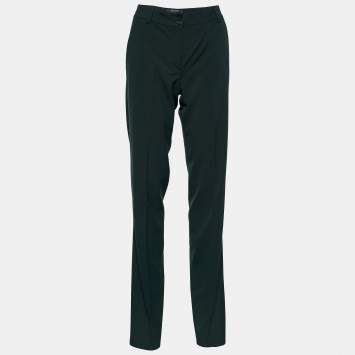 Pre Owned Etro Dark Green Wool Blend Regular Fit Trousers M