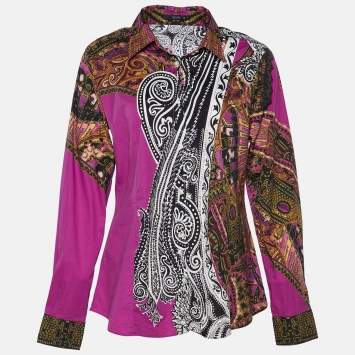 Pre Owned Etro Multicolor Printed Cotton Button Front Shirt L