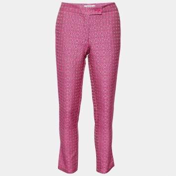 Pre Owned Etro Pink Patterned Jacquard Tapered Leg Pants S