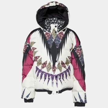 Pre Owned Etro Multicolor Printed Synthetic Hooded Puffer Jacket M