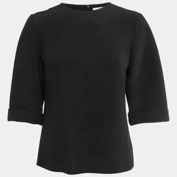Pre Owned Etro Black Crepe Round Neck Blouse M