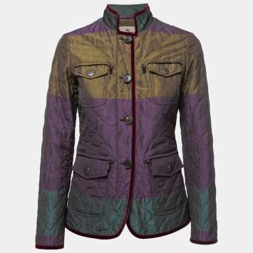 Pre Owned Etro Multicolor Jacquard Quilted Velvet Trimmed Jacket S