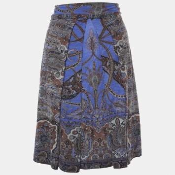 Pre Owned Etro Multicolor Printed Wool Mini Skirt L