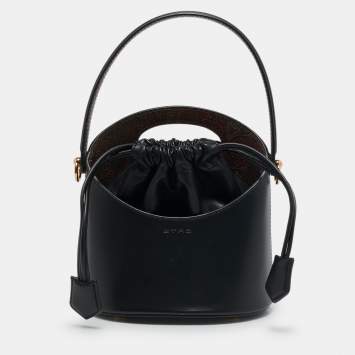 Pre Owned Etro Black Leather Mini Saturno Bucket Bag