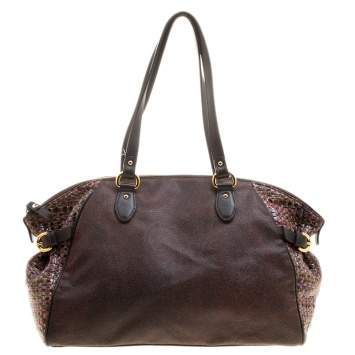 Pre Owned Etro Brown Paisley Printed Coated Canvas Satchel