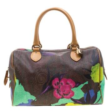 Pre Owned Etro Multicolor Paisley Printed Coated Canvas and Leather Satchel