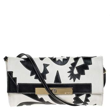Pre Owned Etro Cream/Black Leather Shoulder Bag