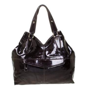 Pre Owned Etro Metallic Purple Patent Leather Shoulder Bag