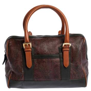 Pre Owned Etro Multicolor Paisley Print Coated Canvas and Leather Satchel