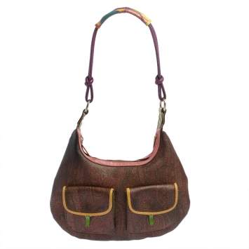 Pre Owned Etro Multicolor Paisley Print Coated Canvas Hobo