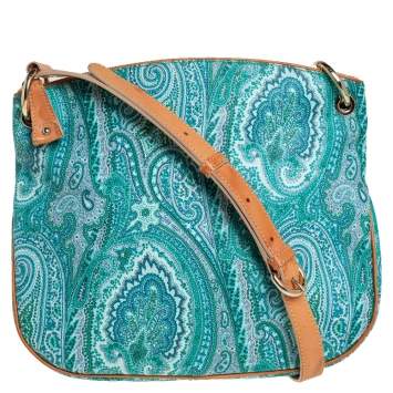 Pre Owned Etro Paisley Print Coated Canvas Shoulder Bag