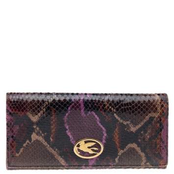 Pre Owned Etro Multicolor Python Effect Leather Flap Continental Wallet