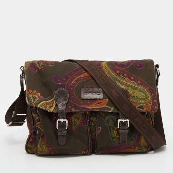 Pre Owned Etro Multicolor Paisley Fabric and Leather Messenger Bag