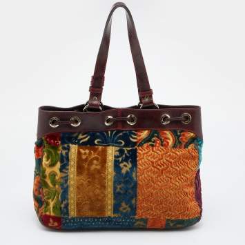 Pre Owned Etro Multicolor Floral Velvet Tote
