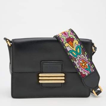 Pre Owned Etro Black Leather Shoulder Bag