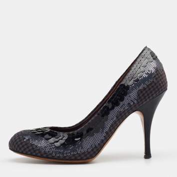 Pre Owned Etro Multicolor Sequins And Fabric Pumps Size 37.5