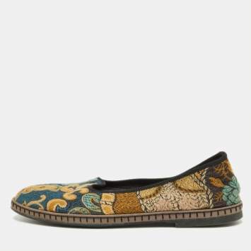 Pre Owned Etro Multicolor Embroidered Fabric Smoking Slippers Size 38