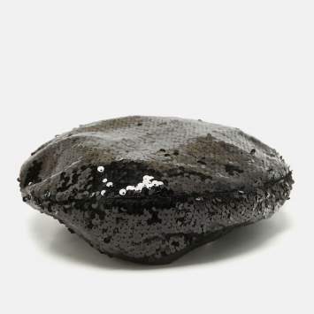 Eugenia Kim Black Sequin Beret Cap S