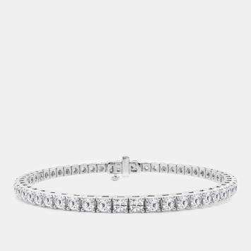 14K White Gold Round Lab Grown Diamond Four Prong Box Tennis Bracelet (8 ctw)