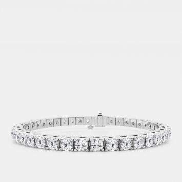 14K White Gold Round Lab Grown Diamond Four Prong Box Tennis Bracelet (8 ctw)