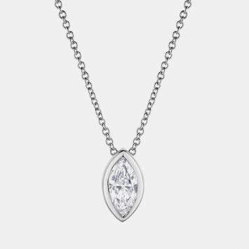 Pre Owned 14K White Gold  Lab Grown Diamond Pendant Necklace (0.63 cts)