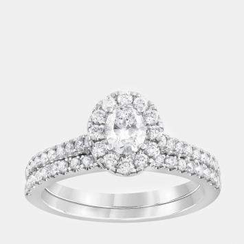 Pre Owned 14K White Gold  Lab Grown Diamond Bridal Set (1 cts)