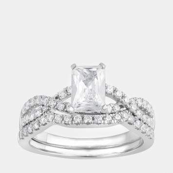 Pre Owned 14K White Gold  Lab Grown Diamond Bridal Set (1.5 cts)