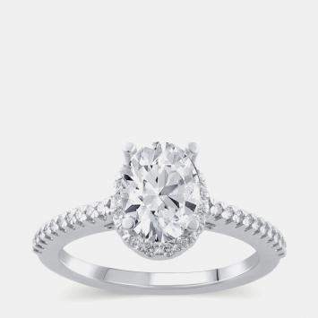 Pre Owned 14K White Gold  Lab Grown Diamond Engagement Ring (1 cts) US 7