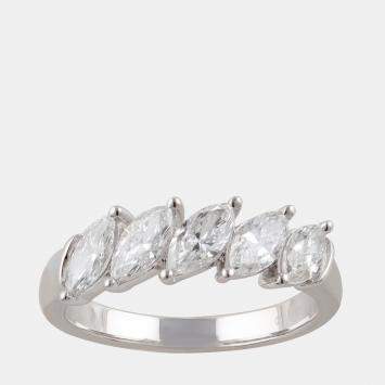 Pre Owned 14K White Gold  Lab Grown Diamond Five Stone Band (0.95 cts)