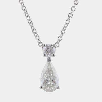 14K White Gold  Lab Grown Diamond Drop Pendant (0.73 cts)