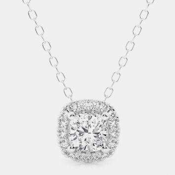 14K White Gold  Lab Grown Diamond Halo Pendant (0.29 cts)