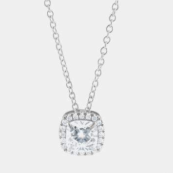 14K White Gold  Lab Grown Diamond Halo Pendant (0.8 cts)