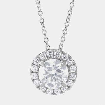14K White Gold  Lab Grown Diamond Halo Pendant (1.45 cts)