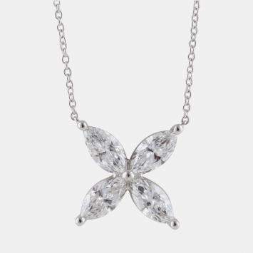 14K White Gold  Lab Grown Diamond 4 Stone Butterfly Pendant (2.45 cts)