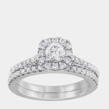 Pre Owned 1 ct 14k White Gold Lab Grown Diamond Bridal Set US 7