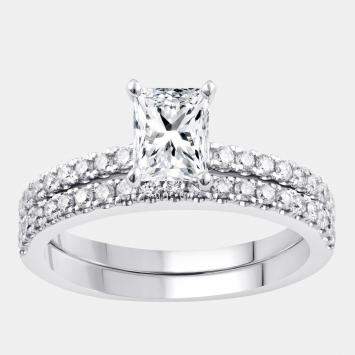 Pre Owned 1.5ct 14k White Gold Lab Grown Diamond Bridal Set