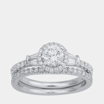 Pre Owned 1.5 ct 14k White Gold Lab Grown Diamond Bridal Set US 7