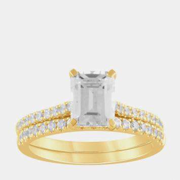 Pre Owned 2.5ct 14k Yellow Gold Lab Grown Diamond Bridal Set