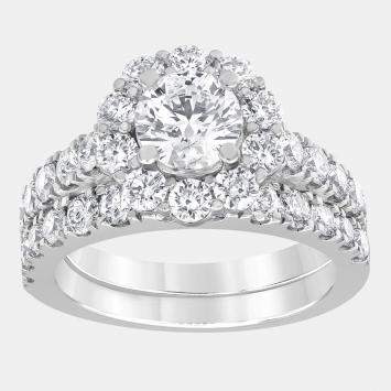 Pre Owned 3ct 14k White Gold Lab Grown Diamond Bridal Set