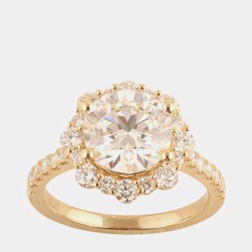 Pre Owned 3.23 ct 14k Yellow Gold Lab Grown Diamond Engagement Ring US 7