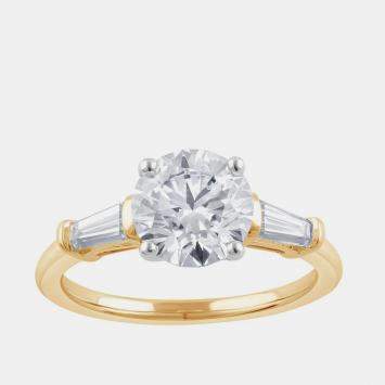 Pre Owned 2.5ct 14k Yellow Gold Lab Grown Diamond 3 Stone Ring