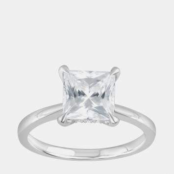 Pre Owned 2.45ct 14k White Gold Lab Grown Diamond Hidden Halo Solitaire Ring
