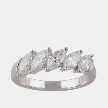 Pre Owned 1.23ct 14k White Gold Lab Grown Diamond 5 Stone Band