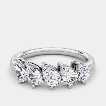 Pre Owned 1.45ct 14k White Gold Lab Grown Diamond 5 Stone Band