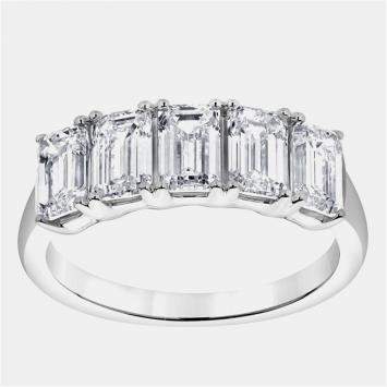 Pre Owned 1.5 cts 14k White Gold Lab Grown Diamond 5 Stone Band US 7